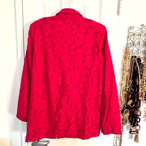 🎀HOST PICK 2X🎀NWT Lace Blazer Jacket Fuchsia L Gorgeous 🎀 - Picture 5 of 12